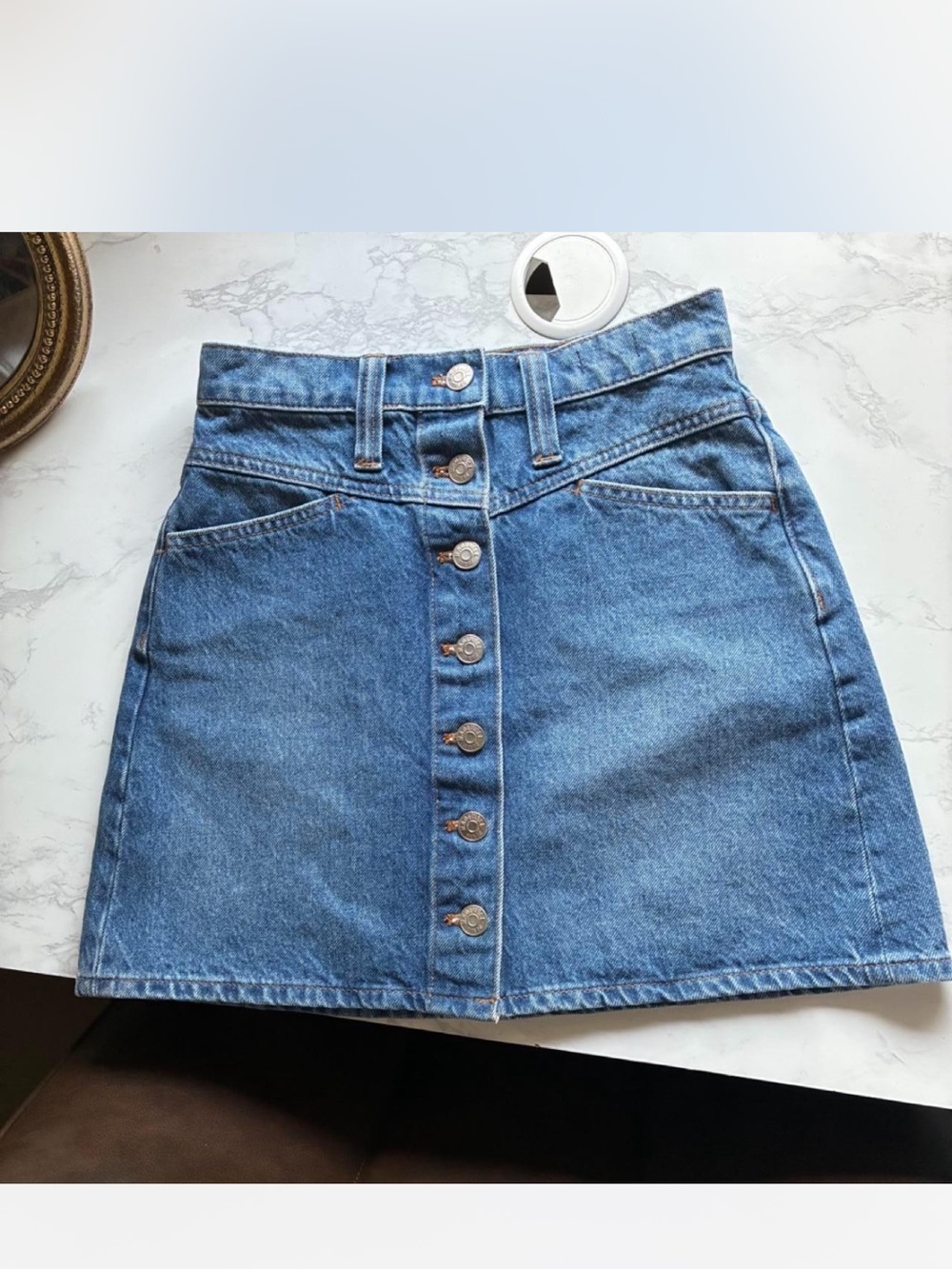 Madewell Stretch Denim A-Line Button-Front Denim Skirt